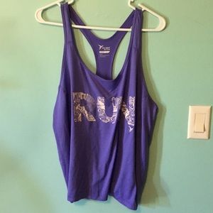 "run" purple workout tank top